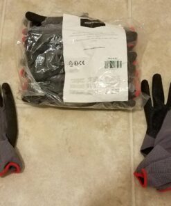 Amazon Basics Latex Coated Work Gloves, Nylon Liner Fiber, Grey, Size 9, L, 12-Pair 17 710jADnIyL