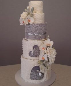 Large Pre-Made Ready to Use Edible Cake Lace Rose Scallop Ivory White 14-inch 10-piece Set 25 710jZ98OhL