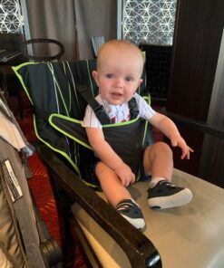 The Original Easy Seat Portable Safety Harness Chair Accessory (Black) - Quick, Easy Cloth Portable High Chair for Travel, Fits in Your Hand Bag as a Convenient Baby Travel Accessory Black 29 710jdWIJAVL