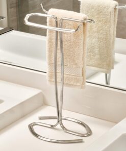 iDesign Metal Hand Towel Rack, The Axis Collection – Holds 2 Hand Towels, 7.75” x 6.25” x 13.5”, Chrome 28 710k7thDL4L