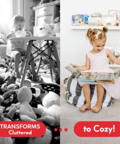 Creative QT Stuff ’n Sit Extra Large 38’’ Bean Bag Storage Cover for Stuffed Animals & Toys – Gray & White Stripe – Toddler & Kids’ Rooms Organizer – Giant Beanbag Great Plush Toy Hammock Alternative Grey/White Striped X-Large 27 710kXpGJrsL 2