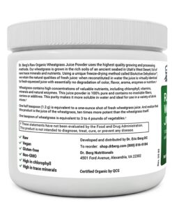 Dr. Berg's Wheatgrass Superfood Powder - Raw Juice Organic Ultra-Concentrated Rich in Vitamins and Nutrients - Chlorophyll and Trace Minerals - 60 Servings - Gluten-Free Non-GMO - 5.3 oz (1 Pack) 1 Pack 18 710kr34olrL