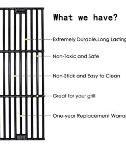 Hisencn Porcelain Cast Iron Cooking Grates Replacement for Chargriller Duo 5050, 3001, 5650, 3008, 3030, 3725, 4000, 2121, King Griller 3008 5252, Gas Grill Models Set of 4 Grill Grids For Char-Griller 2121 13 710lMKVzCHL