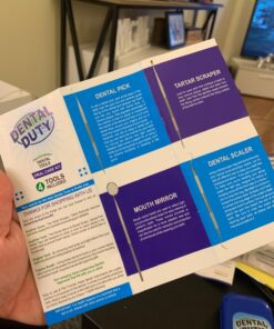 Dental Hygiene Kit - Calculus & Plaque Remover Dental Tool Set - Stainless Steel Tarter Scraper, Tooth Pick, and Mouth Mirror - Dentist Instrument Set for Teeth Cleaning (Blue) Blue 47 710leJ2MYDL