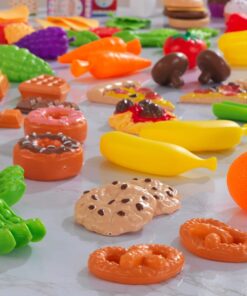 KidKraft 115-Piece Deluxe Tasty Treats Pretend Play Food Set, Plastic Grocery and Pantry Items, Gift for Ages 3+ 43 710mEHtBoaL