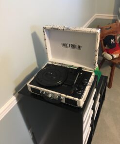 Victrola Vintage 3-Speed Bluetooth Portable Suitcase Record Player with Built-in Speakers | Upgraded Turntable Audio Sound|Retro Map, Model Number: VSC-550BT-P4 Retro Map 38 710mdvpxBL