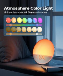 Sunrise Alarm Clock for Heavy Sleepers, Wake Up Light with Sunrise/Sunset Simulation, Dual Alarms & Natural Sounds, Snooze & Sleep Aid, FM Radio, 7 Colors Night Light for Bedroom, Ideal for Gift Classic Version 31 710mySrhZjL