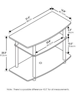 Furinno Turn-N-Tube No Tools 3-Tier Entertainment Center TV Stand for TV up to 32 Inch, Plastic Round Tubes, Dark Brown/Black 32-Inch Plastic Poles 21 710n93pF27L 1