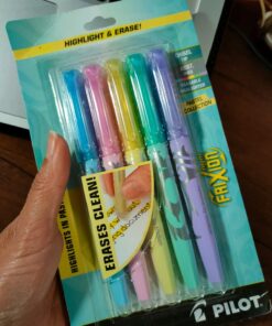 Pilot, FriXion Light Pastel Erasable Highlighters, Chisel Tip, Pack of 5, Pastel Blue, Pink, Yellow, Green & Purple. 5-Pack 47 710nHejhTLL 1