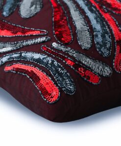 Alternative view of The HomeCentric Cushion Cover Sofa, Decorative Red Pillow Covers for Couch 16x16 inch (40x40 cm), Silk Pillowcase with Zipper, Abstract, Sequins Embellished, Modern Toss Pillow Covers - Royal Splash 16" x 16"