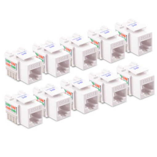 Cable Matters UL Listed 10-Pack RJ45 Keystone Jack, Cat6 Keystone Jacks in White