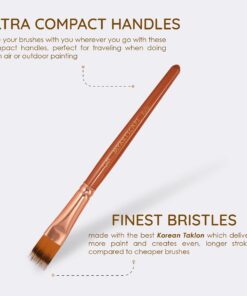 MyArtscape Travel Paint Brush Set, 7 Ultra Short-Handle Brushes with Case Holder - for Watercolor, Gouache and Acrylic - Synthetic Hair - Ideal for Plein Air Painting - Art Supplies 30 710pQRNz3L