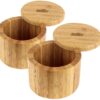 Estilo 2 pc Premium Bamboo Salt and Pepper Bowls, Wooden Spice Containers with Magnetic Swivel Lids, Perfect for Salt, Spice, Sugar, Pepper 2-Pack 7 710qkhr 8bL