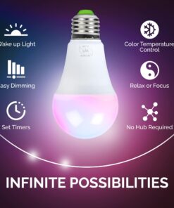 Flux WiFi Smart LED Light Bulb - Compatible with Alexa, Google Home Assistant & IFTTT - Smartphone Controlled Multicolored Color Changing Lights - Sunrise Wake Up Light & Dimmable Night Light 25 710qsgOFukL