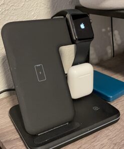 Wireless Charging Station, 2021 Upgraded 3 in 1 Wireless Charger Stand with Breathing Indicator Compatible with iPhone 12/11 Pro/XS/8, iWatch Series Black 27 710rYZkGjJL