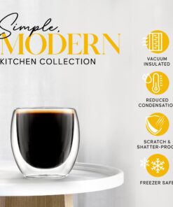 Kitchables Espresso Shot Glass, Durable Double Walled Espresso Cups, Clear Shot Glasses for Coffee Shots, Espresso Cups Set of 4, 2.7oz Tasas Transparente Para Café Bonitas 2.7oz Pack of 4 34 710s445fOjL