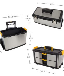 Alternative view of Stalwart 75-7577 Mobile 3-part Tool Box Stainless Steel