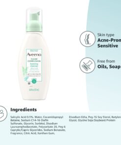 Aveeno Clear Complexion Foaming Oil-Free Facial Cleanser with Soy Extract & 0.5% Salicylic Acid, Acne Treatment Face Wash for Acne-Prone Skin, Sulfate-Free & Hypoallergenic, 6 fl. oz 6 Fl Oz (Pack of 3) 19 710sfQh6QiL