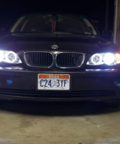 AKKON - For 02-05 BMW E46 3-Series 4 Doors Sedan Wagon Chrome Halo Ring LED Projector Headlights w-Build in Corner Lamp Set 2Pcs Chrome Housing 20 710vGgJ02TL