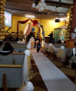 HEALON White Wedding Aisle Runner (100 Feet x 3 Feet) — Includes Pull String for Indoor or Outdoor Weddings, Prom and Parties (Wave) Wave 100ft*3ft 47 710vqx bqIL