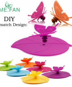 Silicone Cup Lids - Creative Butterfly Mug Cover From ME.FAN - Anti-dust Airtight Seal Silicone Drink Cup Lids - Hot Cup Lids 6 Set In Bright Colors 6 Set-Butterfly 32 710zcnwJDwL