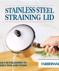 Farberware Classic Stainless Steel 1-Quart Covered Straining Saucepan, Silver Saucepan w/ Straining Lid (1 Quart) 15 711 nNGVgLL