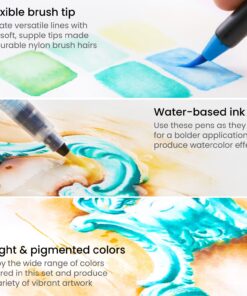ARTEZA Real Brush Pens, 48 Watercolor Pens for Dynamic Watercolor Effects and Calligraphy, Flexible Nylon Brush Tips, Paint Markers Perfect for Drawing, Journaling, Artistic Projects, and Gift 49 33 7111suzqfDL