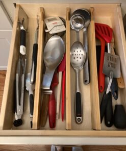 Large Kitchen Drawer Organizer - Expandable Bamboo Drawer Dividers (17.5" - 22") - Adjustable Separators for Kitchen, Clothes, Dresser, Bedroom, Bathroom, and Desk Drawers - 4 Pack (Natural) Natural 44 7111wXwCGvL