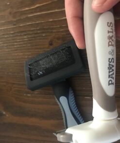 Paws & Pals Dog Brush - Gentle Soft Hair Rake Trimming Comb - Best for Shedding Dogs-Cats, Thick Long Short Haired Pet, Coat Grooming & Cat Hair Fur Removal - Self Cleaning - Deshedding Supplies 53 71128XEm6hL