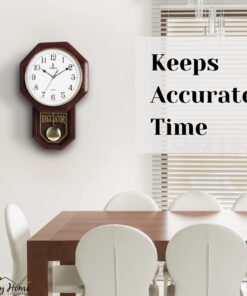 Pendulum Wall Clock - Regulator Clock - Wooden Schoolhouse Wall Clock with Pendulum - Wood Pendulum Clock Battery Operated - Decorative Wall Clocks for Living Room Decor, Home, Office and Gift 18x11 21 7112mQeYIGL