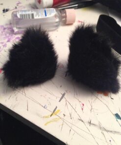 Happylifehere Long Fur Cat Ears and Cat Tail Set Halloween Party Kitty Cosplay Costume Kits (Black) Black 24 711389AqYL