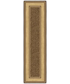 Machine Washable Bordered Design Non-Slip Rubberback 2x7 Traditional Runner Rug for Hallway, Kitchen, Bedroom, Living Room, 1'10" x 7', Brown Border Dark Brown Runner - 1'10" x 7' 33 7113He0RFBL