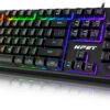 NPET K10 Wired Gaming Keyboard, LED Backlit, Spill-Resistant Design, Multimedia Keys, Quiet Silent USB Membrane Keyboard for Desktop, Computer, PC (Black) Wired RGB