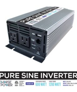 GoWISE Power 600W Pure Sine Wave Inverter 12V DC to 115V AC with 2 AC Outlets + 1 5V USB Port and 2 Clamp Cables (1200W Peak) PS1001 24 7113ogxopTS