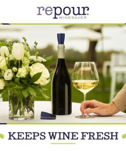Repour Wine Saver and Stopper - Removes Oxygen, Preserving and Keeping Wine As Fresh As The Day The Bottle Was Opened (10-Pack) 10-Pack Blue 11 7114L HLqaL