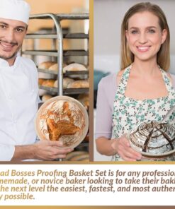 9 Inch Bread Banneton Proofing Basket - Baking Bowl Dough Gifts for Bakers Proving Baskets for Sourdough Bread Scraper Tool Starter Proofing 9 inch White Scraper 35 7114qItwknL