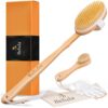 Belula Premium Dry Brushing Body Brush Set- Natural Boar Bristle Body Brush, Exfoliating Face Brush & One Pair Bath & Shower Gloves. Free Bag & How To – Great Gift For A Glowing Skin & Healthy Body 13 71152VdQ6cL 4