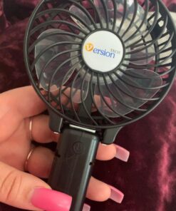 VersionTECH. Mini Handheld Fan, USB Desk Fan, Small Personal Portable Table Fan with USB Rechargeable Battery Operated Cooling Folding Electric Fan for Travel Office Room Household Black 64 7116Vir61wL