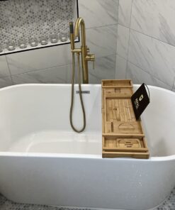 ROYAL CRAFT WOOD Luxury Bathtub Caddy Tray, One or Two Person Bath and Bed Tray, Bonus Free Soap Holder (Natural Bamboo Color) (Natural) Natural (Classic) 49 7116bR7FGSL