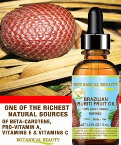 BURITI FRUIT OIL Brazilian. 100% Pure/Natural/REFINED Undiluted Cold Pressed Carrier Oil For Face, Body, Hair, Lip and Nail Care. 0.5 fl oz- 15 ml. "One the richest natural source of vitamin A, 0.5 Fl Oz (Pack of 1) 15 71171B71iL