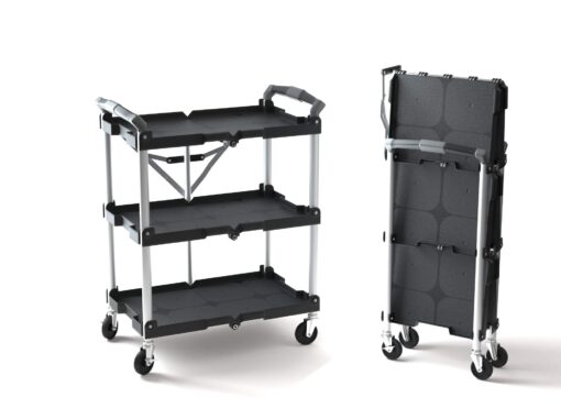 Olympia Tools 85-188 Pack-N-Roll Folding Collapsible Service Cart, Black, 50 Lb. Load Capacity per Shelf 150LB