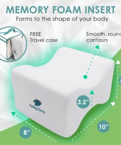 Cushy Form Knee Pillow for Side Sleepers - Standard Orthopedic Wedge Leg Pillow for Sleeping and Hip & Lower Back Pain - Contour Memory Foam Cushion for Pregnancy, Washable Cover & Travel Bag, White 33 711925ALGKS