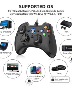 EasySMX Wired Gaming Controller,PC Game Controller Joystick with Dual-Vibration Turbo and Trigger Buttons for Windows PC/ PS3/ Android TV Box/Tesla(Black) black 16 7119CRUlYpL