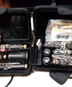 Eastar B Flat Clarinet for Beginner, Ebonite Clarinet Nickel-plated with 2 Barrels, 3 Reeds, White Gloves, Hard Case, Cleaning Kt, ECL-300 Nickel keys, Student style 38 7119SVR6o7L