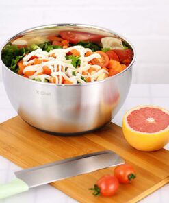 Alternative view of X-Chef Stainless Steel Bowls with Lids, Mixing Storage Bowl Set of 5 with Measurement, Stackable & Non-slip (1, 2, 2.5, 3.5, 4.5 QT)