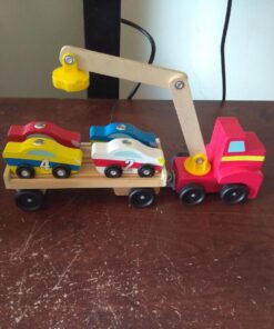 Melissa & Doug Magnetic Car Loader Wooden Toy Set With 4 Cars and 1 Semi-Trailer Truck - Crane Wooden Toy, Vehicle Toys For Kids Ages 3+ 44 711BlKyzZWL