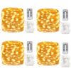 GDEALER 4 Pack 16.4 Feet 50 Led Fairy Lights Battery Operated with Remote Control Timer Waterproof Copper Wire Twinkle String Lights for Christmas Bedroom Indoor Outdoor Wedding Dorm Decor Warm White 11 711CzxZ TPL