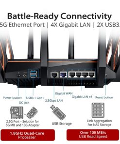 ASUS ROG Rapture WiFi 6 Wireless Gaming Router (GT-AX11000) - Tri-Band 10 Gigabit, 1.8GHz Quad-Core CPU, WTFast, 2.5G Port, AiMesh Compatible, Included Lifetime Internet Security, AURA RGB AX11000 | WiFi 6 | 2.5G Port 34 711D8O4ziiL