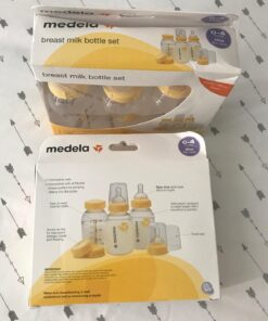 Medela Breast Milk Storage Bottles, 3 Pack of 5 Ounce Breastfeeding Bottles with Slow Flow Nipples, Lids, Wide Base Collars, and Travel Caps, Made Without BPA 3 Count (Pack of 1) 35 711DAiPtAFL