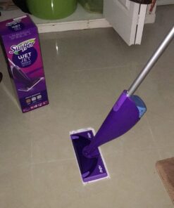 Swiffer WetJet Hardwood and Floor Spray Mop Cleaner Starter Kit, Includes: 1 Power Mop, 10 Pads, Cleaning Solution, Batteries 16 Piece Set Cleaner Kit 45 711DYc3PhGL